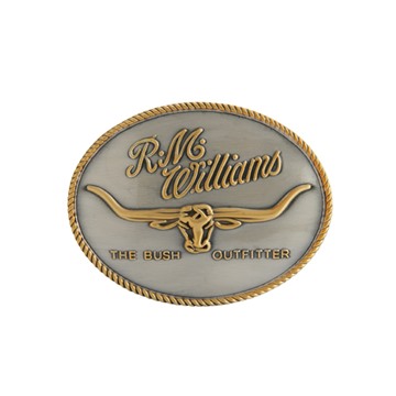 Picture of RM Williams Logo Belt Buckle - Gold/Silver