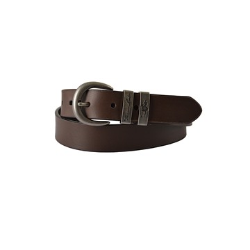 Picture of Thomas Cook Narrow Silver Twin Keeper Belt - Chocolate