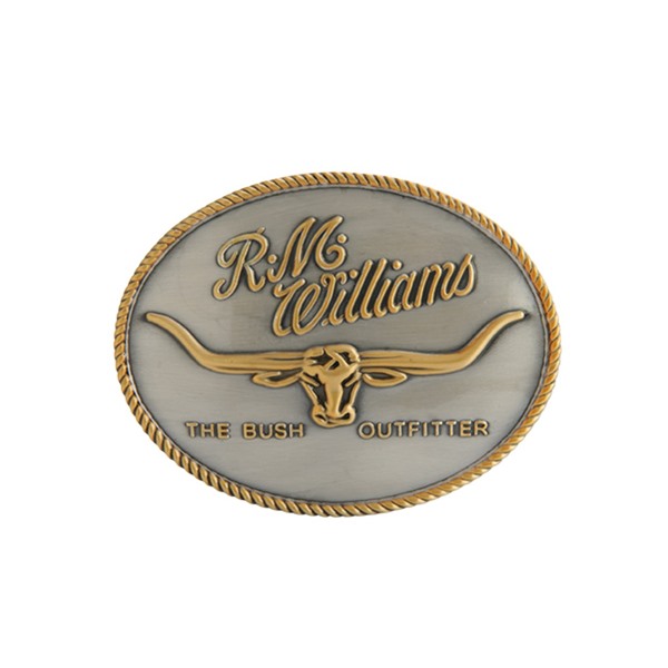 Picture of RM Williams Logo Belt Buckle - Gold/Silver