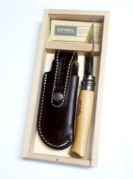 Picture of Pencil Case Opinel No8 Beechwood with Brown Pouch TAW 400