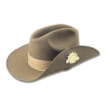 Picture of Akubra Australian Military hat with Puggaree and Chin Strap and Badge