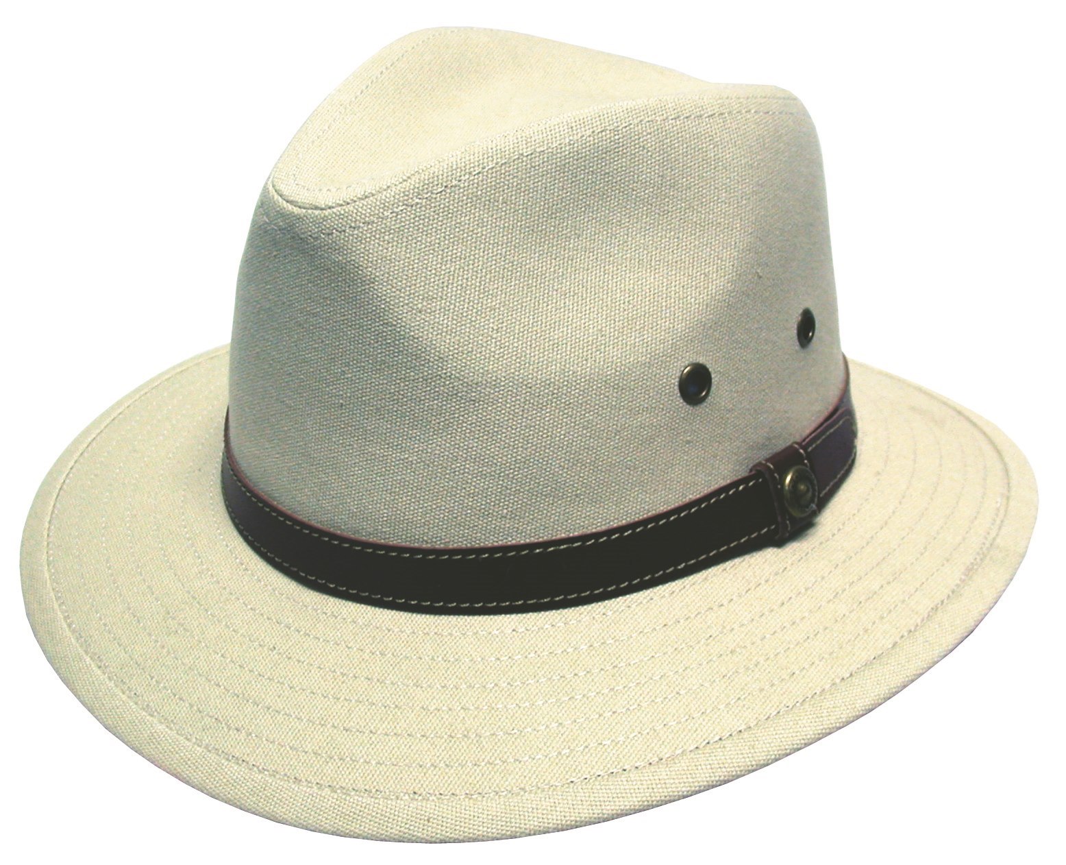 AVENEL Blocked Canvas Hat with Leather Band | Port Phillip Shop