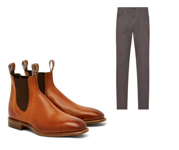 RM Williams Leather Chelsea Boots. Natural Sole Cognac Chinchilla