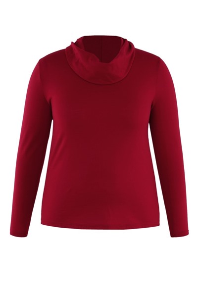 Picture of Hedrena Cowl Neck Long Sleeve Top Red