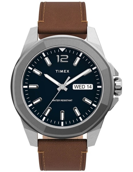 Timex Essex Ave 44mm Blue/Brown Leather Watch | Port Phillip Shop