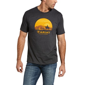 Picture of Ariat Mens Fragment Cowboy Short Sleeve T-Shirt Charcoal Heather