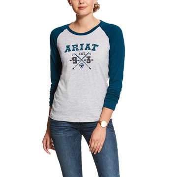 Picture of Ariat Women's Whips Logo Long Sleeve T-Shirt Heather Grey CLEARANCE