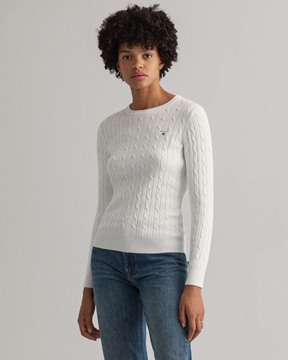 Picture of Gant Women's Stretch Cotton Cable Crew Eggshell