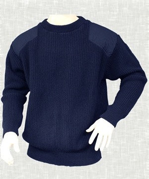 Picture of Interknit Men's Fisherman's Rib Jumper with Patches Navy