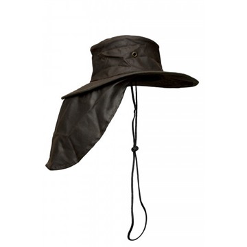 Picture of Burke & Wills Oilskin Flinders Hat (With Flap) - Brown