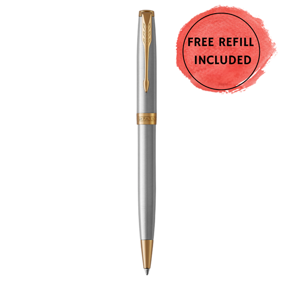 Picture of Parker Sonnet Stainless Steel Gold Trim Rollerball Pen
