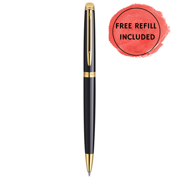 Picture of Waterman Hemisphere Black Lacquer Gold Trim Ballpoint Pen