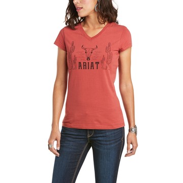 Picture of Ariat Women's Real Saguaro SS T-Shirt Terra Rouge