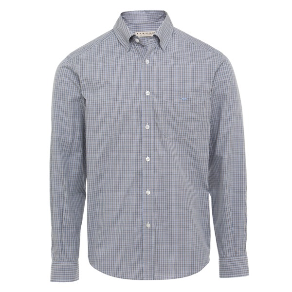 Picture of RM Williams Mens Collins Shirt Blue/Brown/Navy CLEARANCE