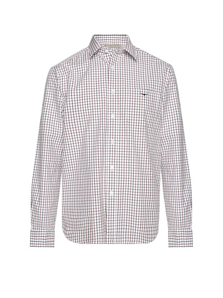 Picture of RM Williams Mens Collins Shirt White/Black/Burgandy CLEARENCE