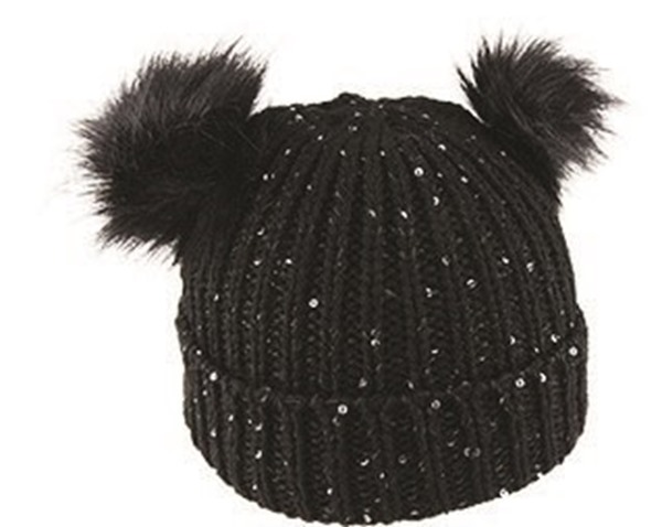 Picture of Avenel Sequined Faux Fur Pom Beanie