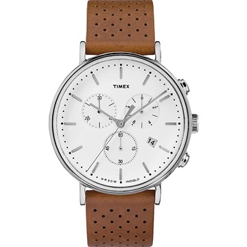 Picture of Timex Fairfield Chrono 41mm Leather Strap Watch Silver/Tan