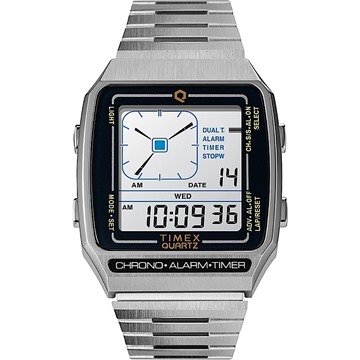 Picture of Timex Q Reissue Digital LCA 32.5mm Stainless Steel Bracelet Watch - Silver