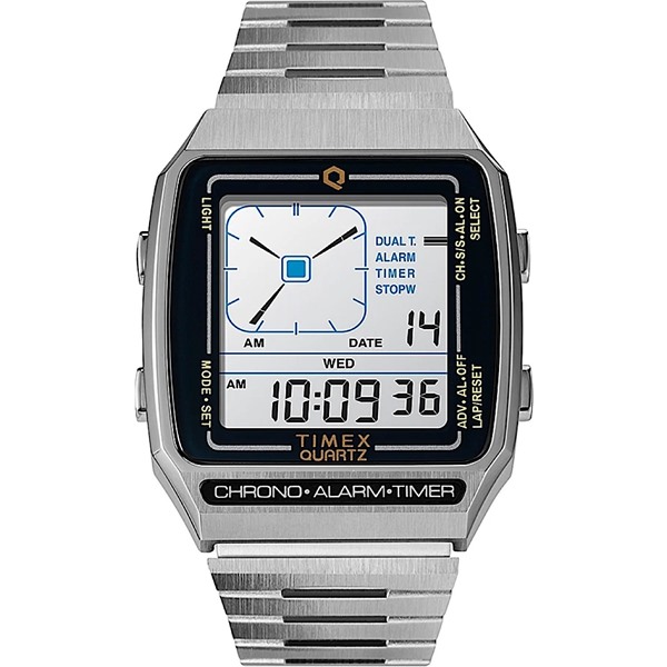 Timex Q Reissue Digital LCA  Stainless Steel Bracelet Watch - Silver  | Port Phillip Shop