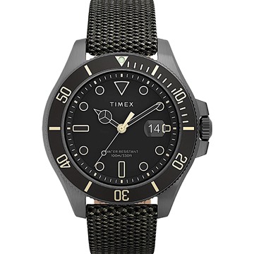Picture of Timex Harborside Coast 43mm Fabric Strap Watch - Gunmetal/Green/Black