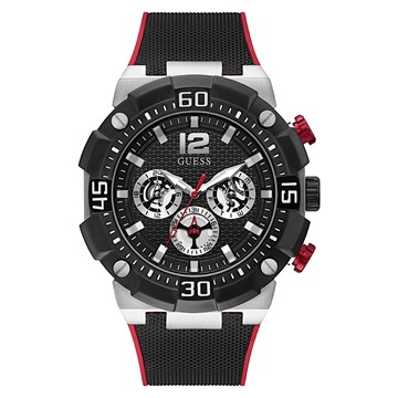 Picture of Guess Navigator 50mm Watch - Silver/Black/Red