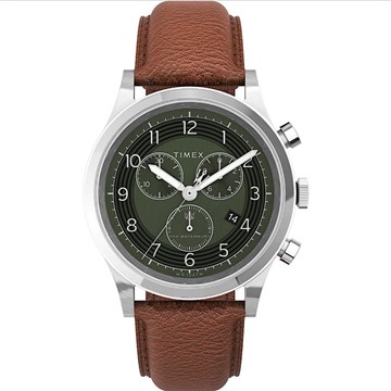 Picture of Timex Waterbury Chronograph 42mm Watch - Silver/Green/Tan
