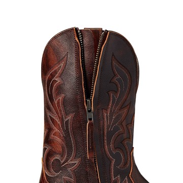 Picture of Ariat Mens Slim Zip Ultra Hand Stained Boot Red - Brown