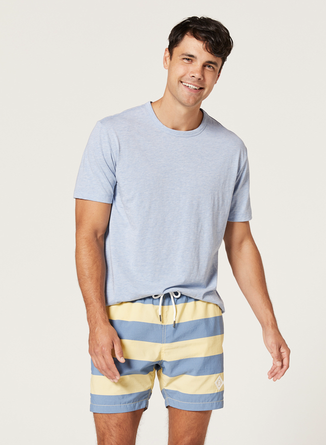 Blazer Knox Block Stripe Swim Short - Yellow/Denim | Port Phillip Shop