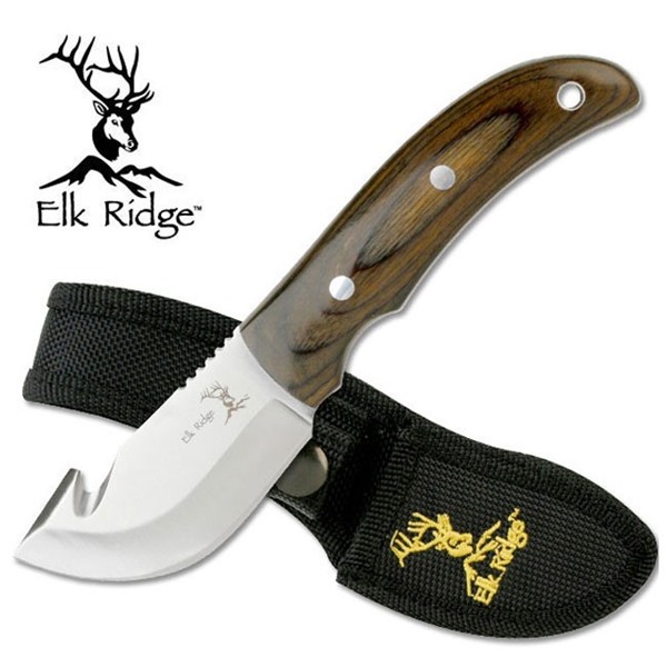 Picture of Elk Ridge Wood Gut Hook Skinner Knife
