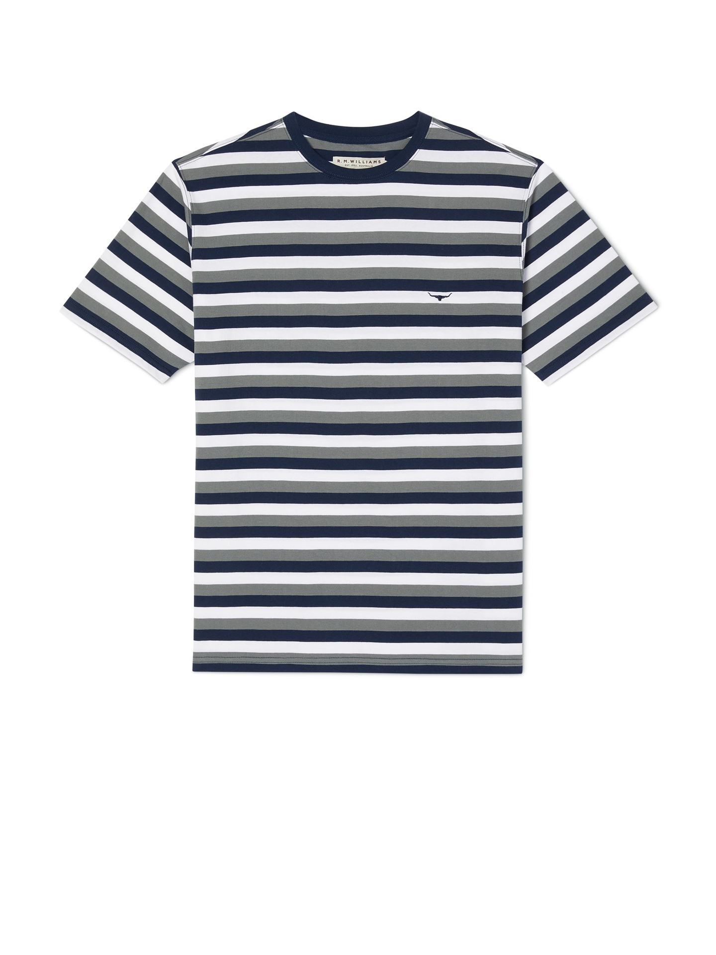 R.M Williams Parson T-Shirt - Navy/White/Khaki | Port Phillip Shop