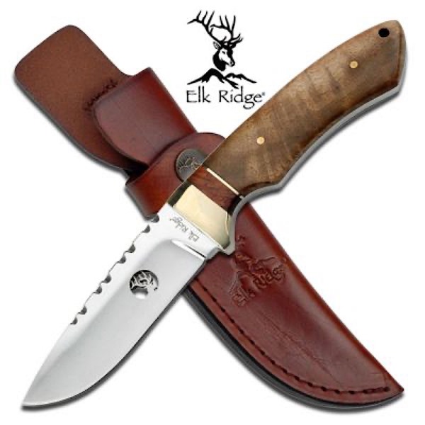 Picture of Elk Ridge Burl Wood & Nickel Silver Knife