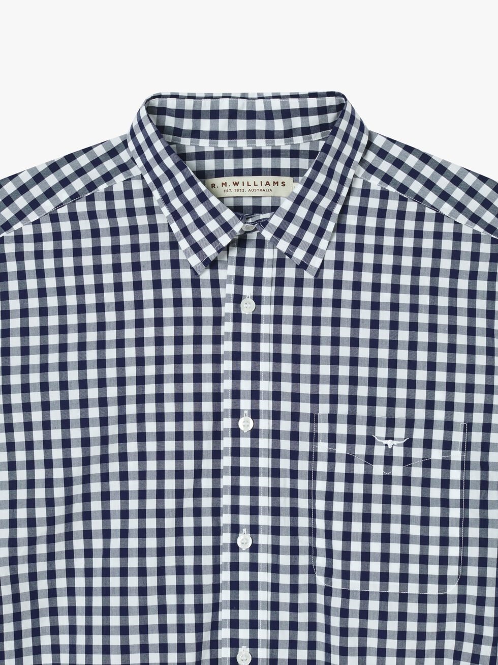RM Williams Hervey Shirt - Navy/White Check | Port Phillip Shop