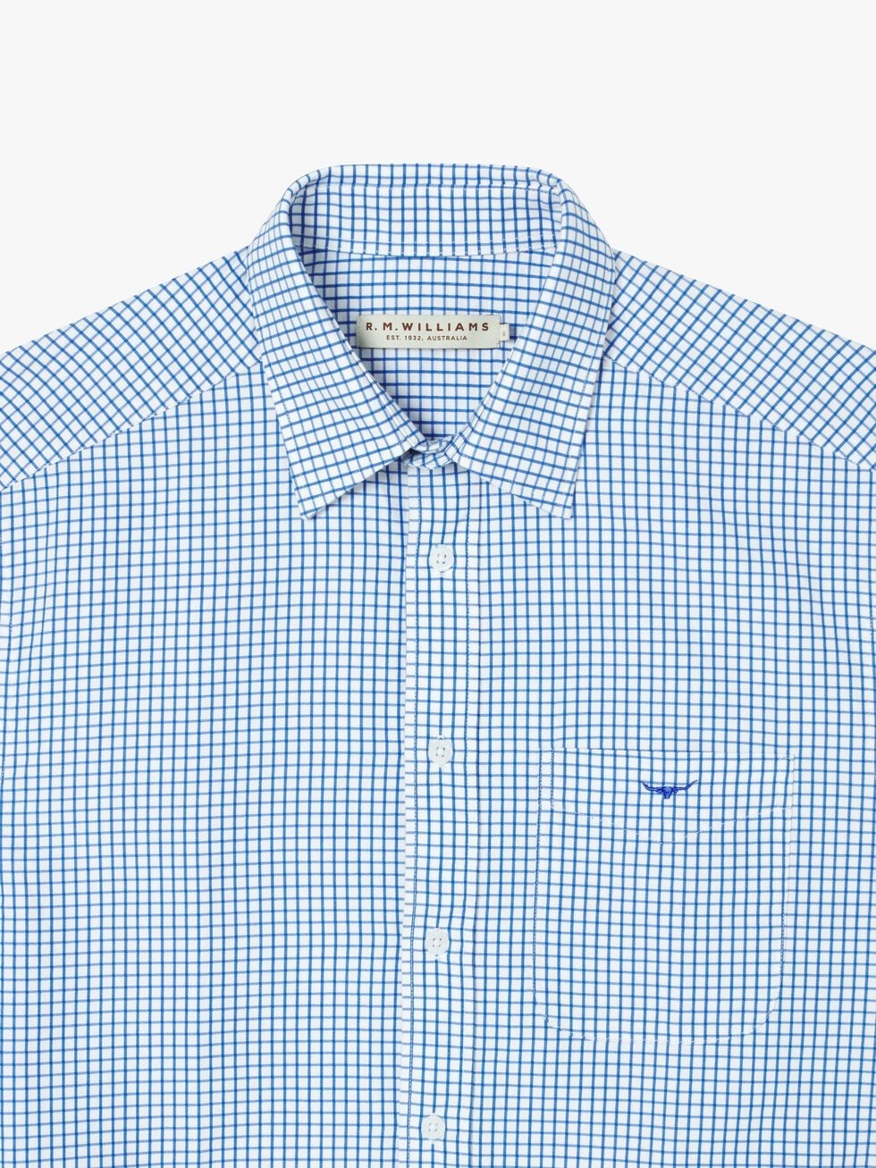 RM Williams Hervey Shirt - White/Blue Check | Port Phillip Shop