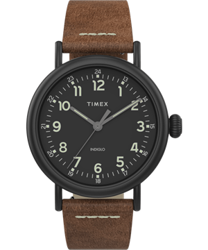 Picture of Timex Standard 40mm Leather Strap Watch - Black/Brown