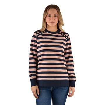 Picture of Thomas Cook Womens Horsham Button Crew Neck L/S Sweat - Navy/Tan