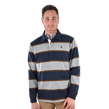 Picture of Thomas Cook Mens Arthur Stripe Rugby Navy/Grey Marle