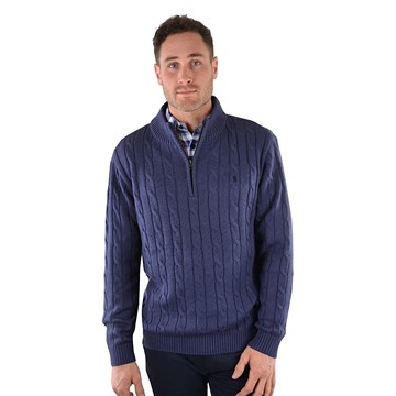 Picture of Thomas Cook Mens Cable Merino Blend Rugby Petrol