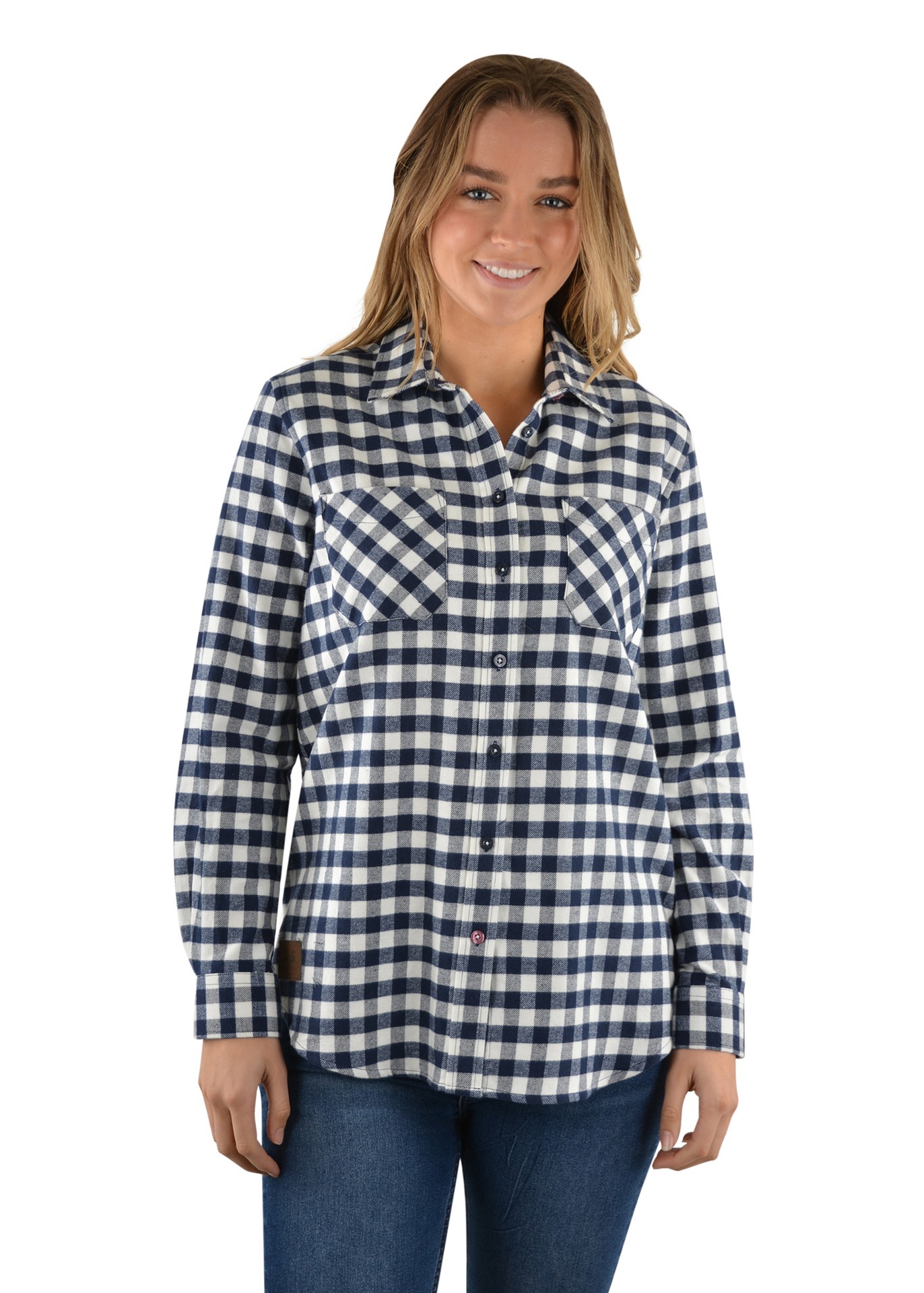 Dux-Bak by Thomas Cook Womens Balmoral 2 Pocket Flannel Shirt - Navy ...