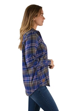 Picture of Dux-Bak by Thomas Cook Womens Dunkeld 2 Pocket Flannel Shirt - Twilight Blue