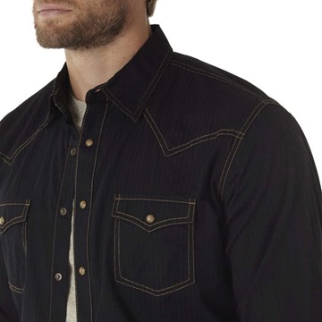 Picture of Wrangler Mens Retro Premium 2 Pocket L/S Shirt - Black