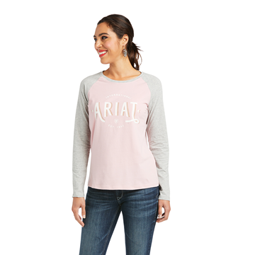 Picture of Ariat Women's Real Loop Baseball L/S T-Shirt - Zephyr/Heather Grey