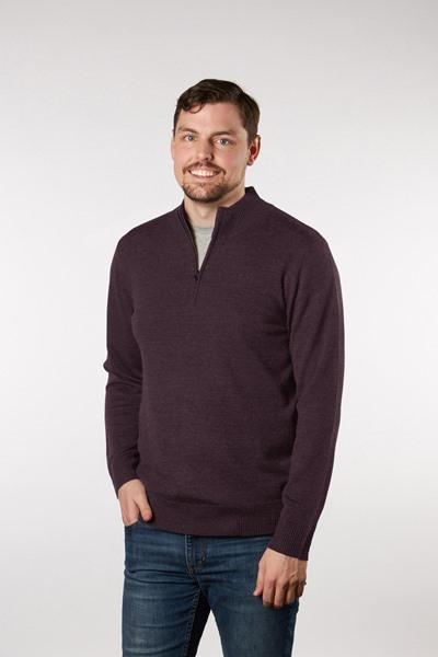 Picture of Fields Classic 1/4 Zip Pullover - Plum Marle