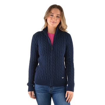 Picture of Thomas Cook Womens Zip Thru Cable Cardigan - Navy