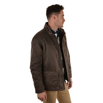 Picture of Thomas Cook Mens Cardwell Faux Oilskin Jacket - Rustic Mulch