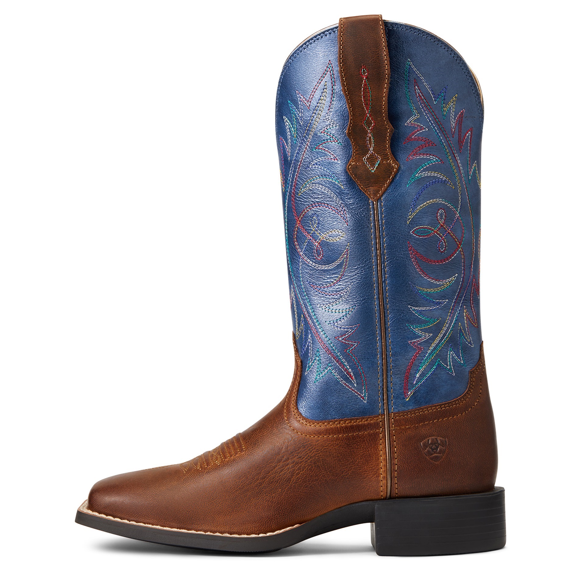 Ariat Womens Round Up Wide Square Toe Stretchfit Sassy Brownmetallic Navy Port Phillip Shop 0128