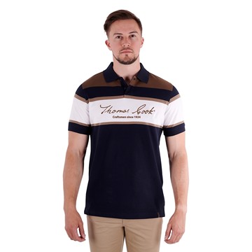 Picture of Thomas Cook Mens Newman Tailored S/S Polo Navy/Dark Tan
