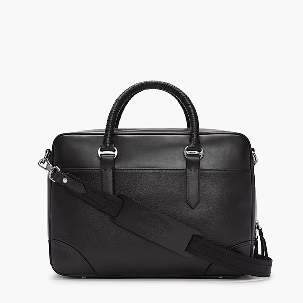 RM Williams Signature Peppled Leather Briefcase - Black | Port Phillip Shop