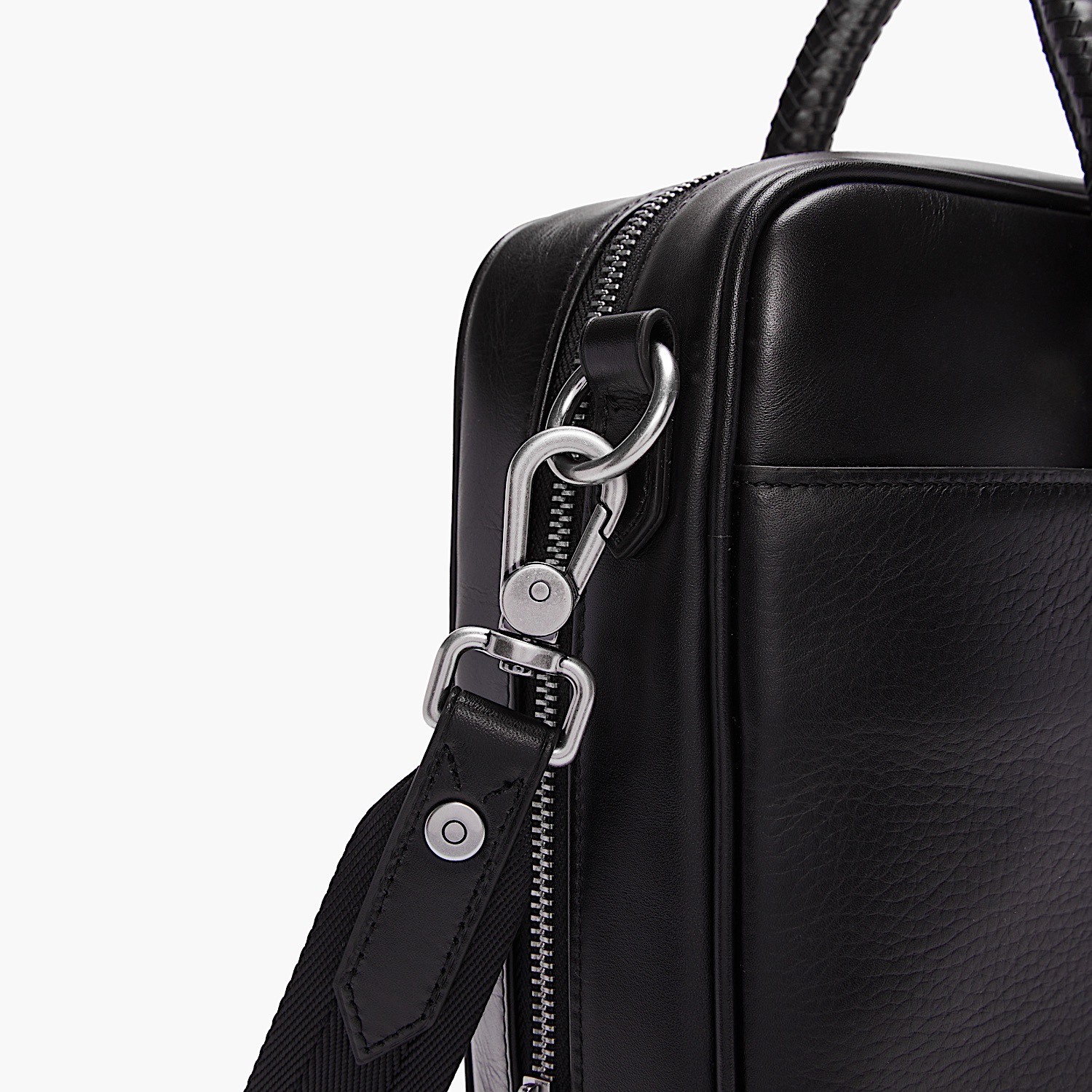 RM Williams Signature Peppled Leather Briefcase Black Port Phillip Shop