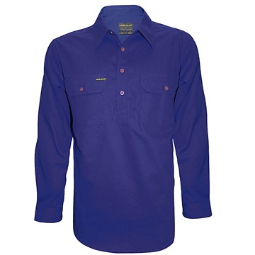 Picture of Hard Slog Mens Half Placket Light Cotton Workshirt - Royal Blue