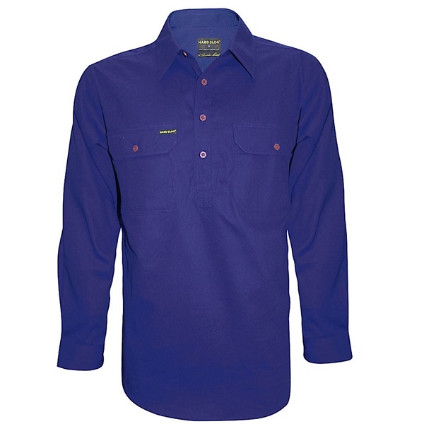 Picture of Hard Slog Mens Half Placket Light Cotton Workshirt - Royal Blue